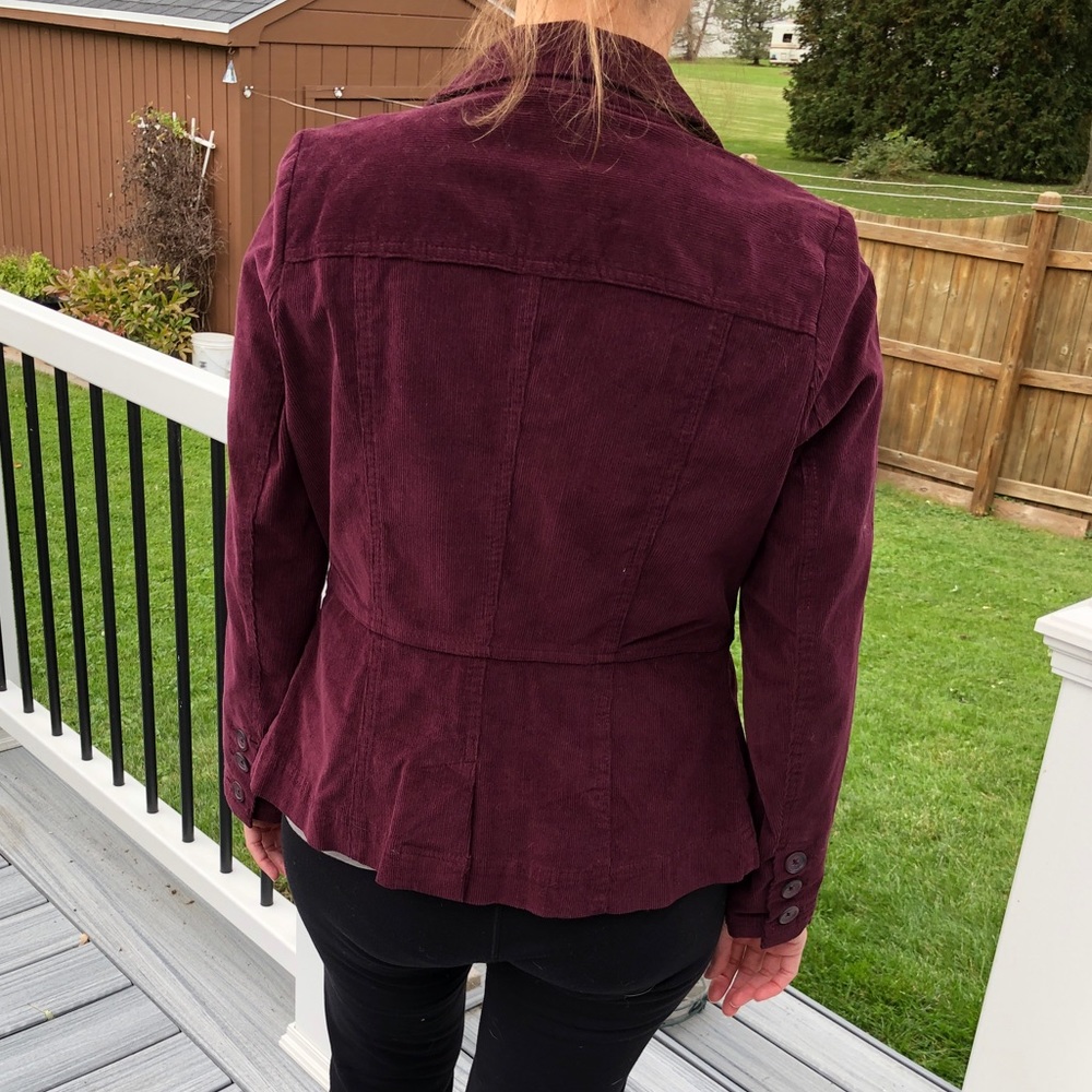 St. John’s Bay maroon corduroy blazer Sz MP - Picture 8 of 11